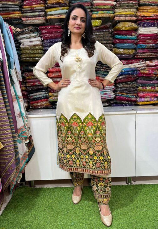 Designer Tissue Simmer Silk Suit