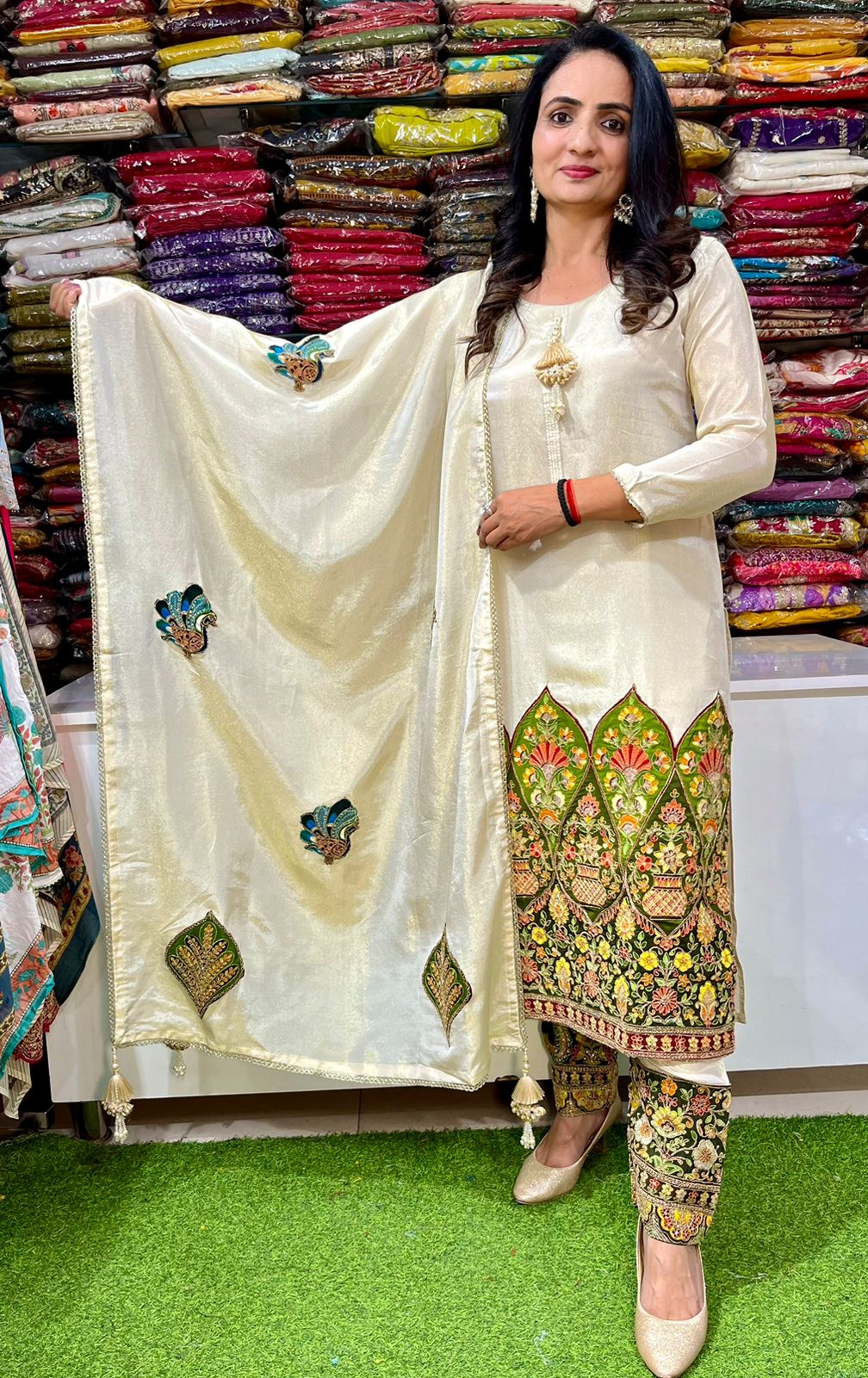 Designer Tissue Simmer Silk Suit