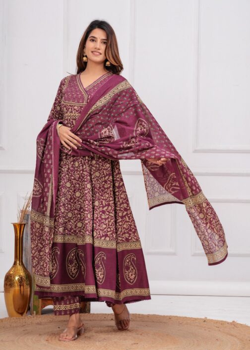 Designer Premium Cotton Anarkali Set