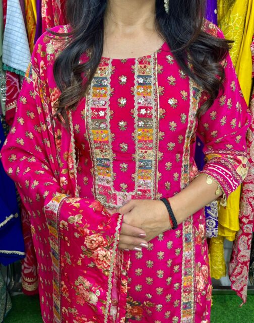 Designer Pakistani Suit on Pure Crape - Image 4