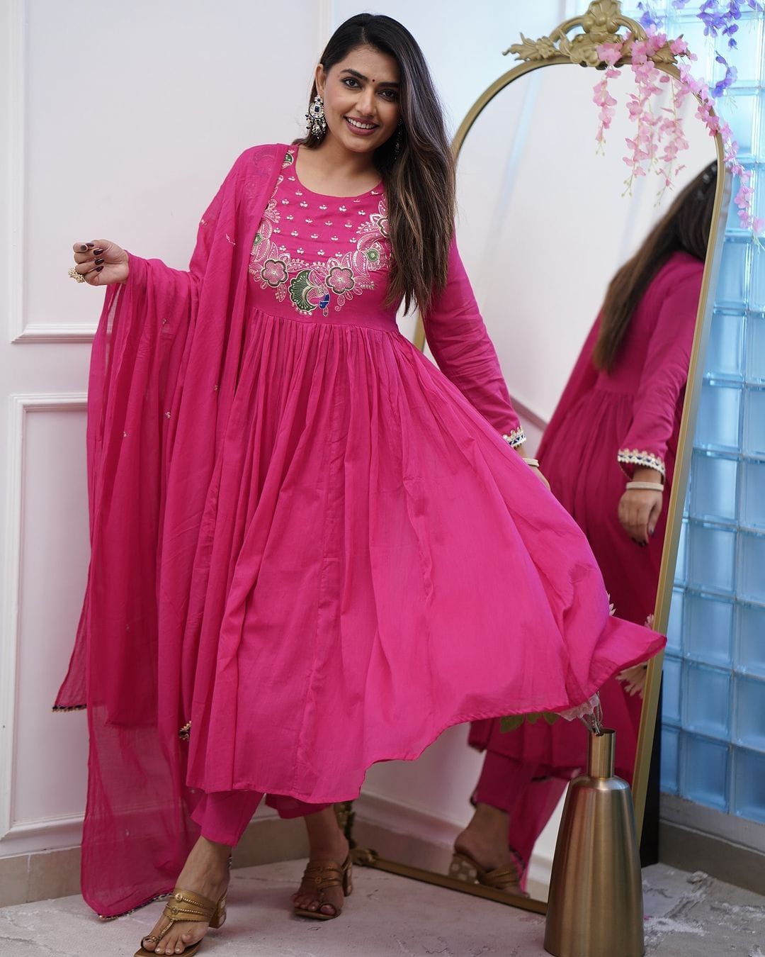 Mal Cotton Anarkali Set