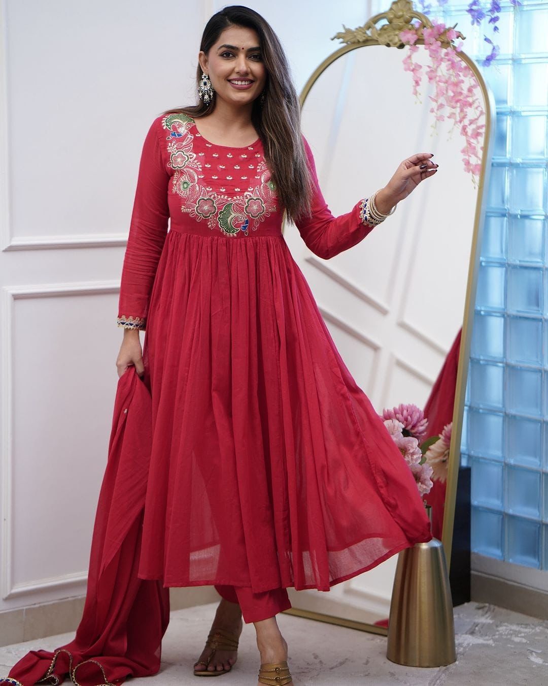 Mal Cotton Anarkali Set