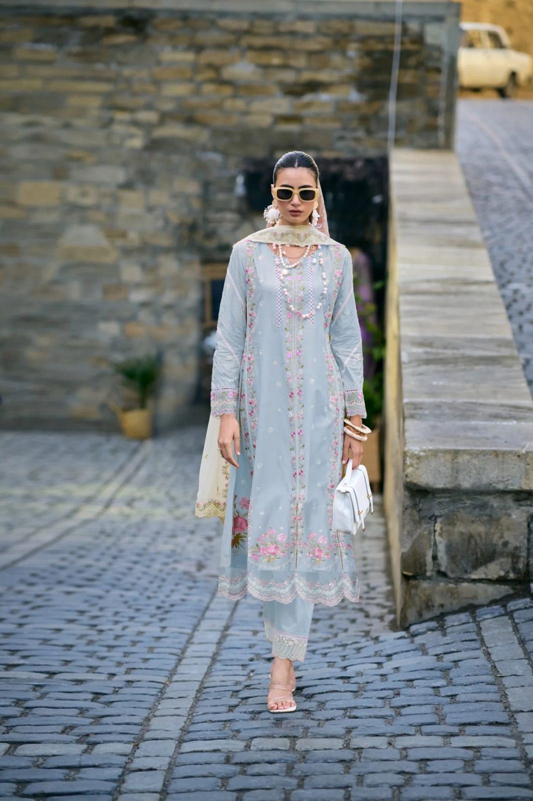 Pakistani 3PC Set with Embroidery & Crochet Lace