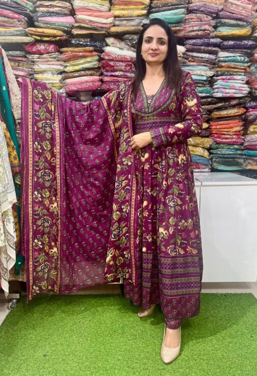 Pure Mal Cotton Designer Anarkali