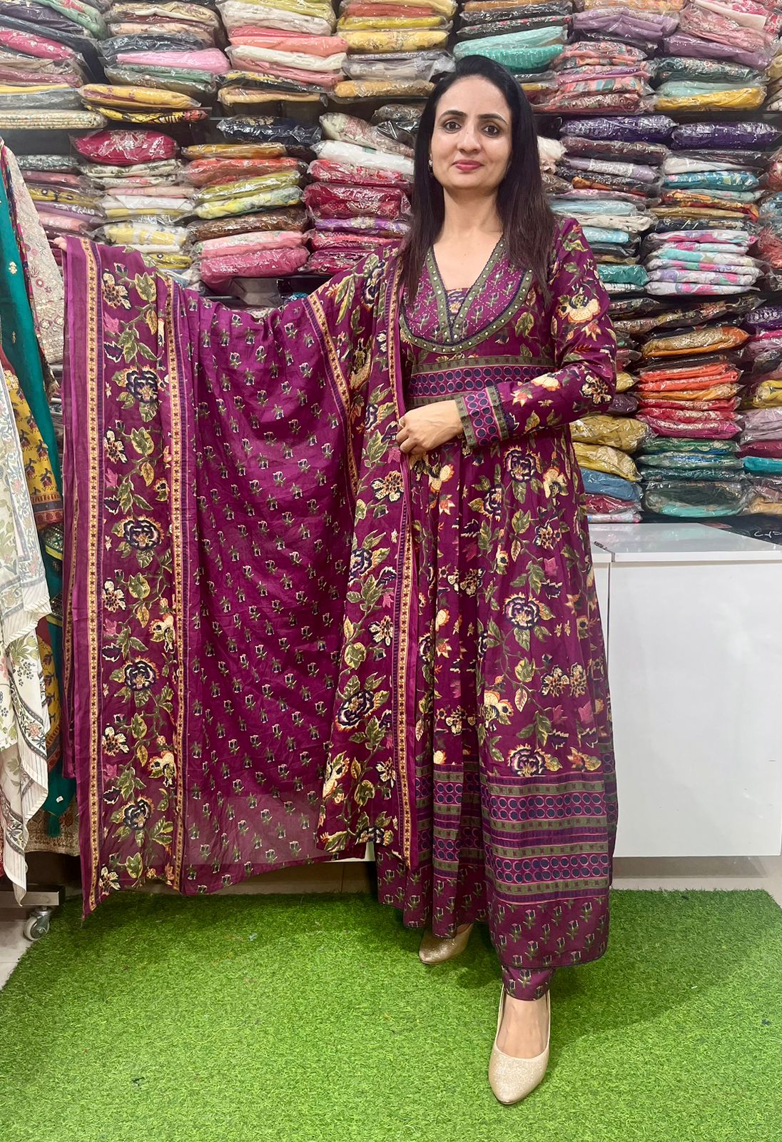 Pure Mal Cotton Designer Anarkali