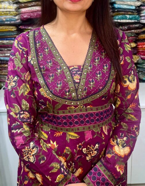 Pure Mal Cotton Designer Anarkali