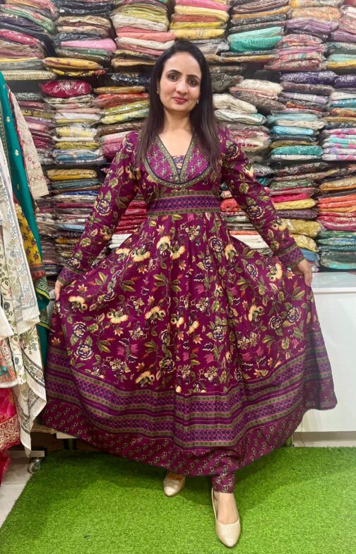 Pure Mal Cotton Designer Anarkali