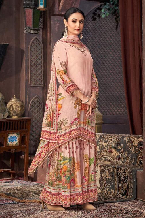 Pure Crape Designer Sharara Suit Set