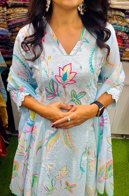 Designer Cotton Anarkali Set
