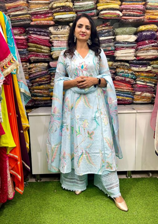 Designer Cotton Anarkali Set