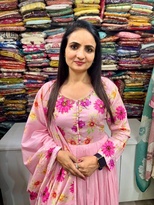 Designer Mal Cotton Anarkali Set