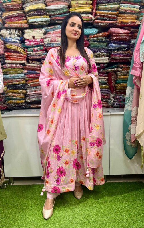 Designer Mal Cotton Anarkali Set