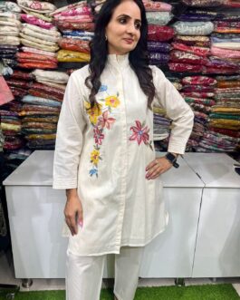 Designer Mal Cotton Coord Set with Hand Embroidery