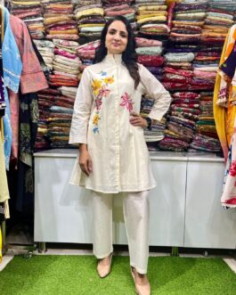 Designer Mal Cotton Coord Set with Hand Embroidery
