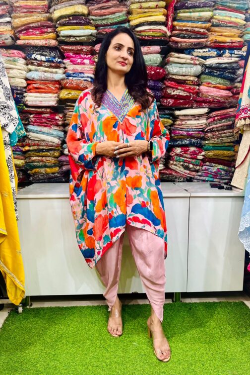 Designer Pure Crape Indo Western Coord Set