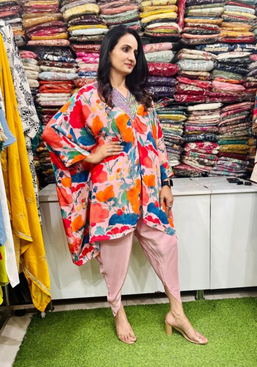 Designer Pure Crape Indo Western Coord Set