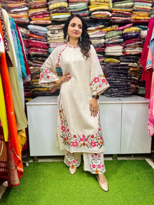 Designer Cotton Suit with Thread Embroidery
