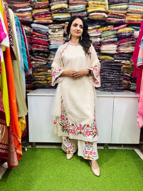 Designer Cotton Suit with Thread Embroidery