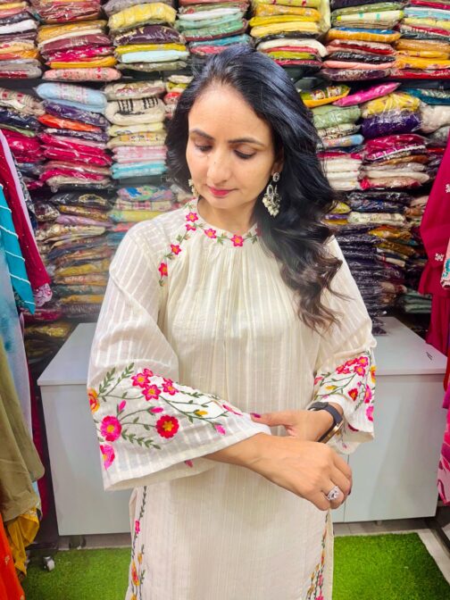 Designer Cotton Suit with Thread Embroidery