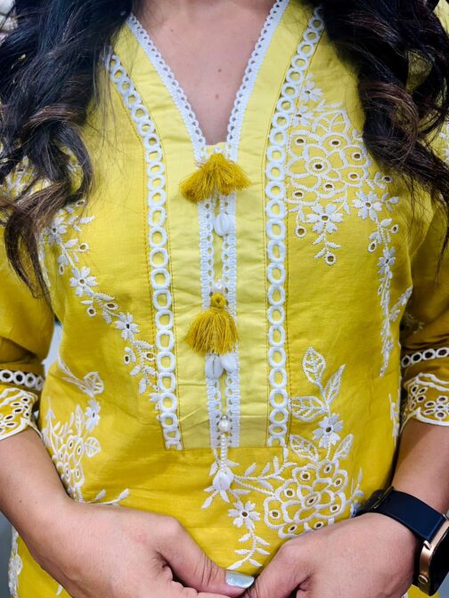 Designer Cotton yellow Ombre Coord with Tulip pants
