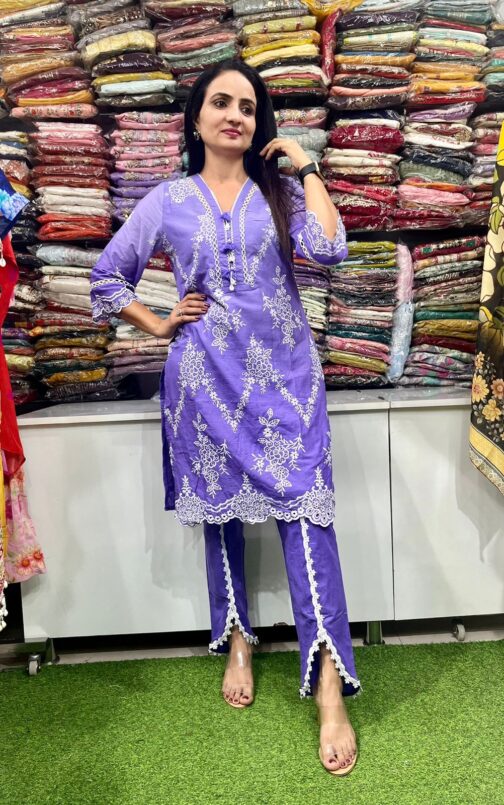 Designer Cotton Coord Set with Tulip
