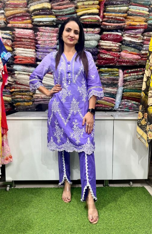 Designer Cotton Coord Set with Tulip