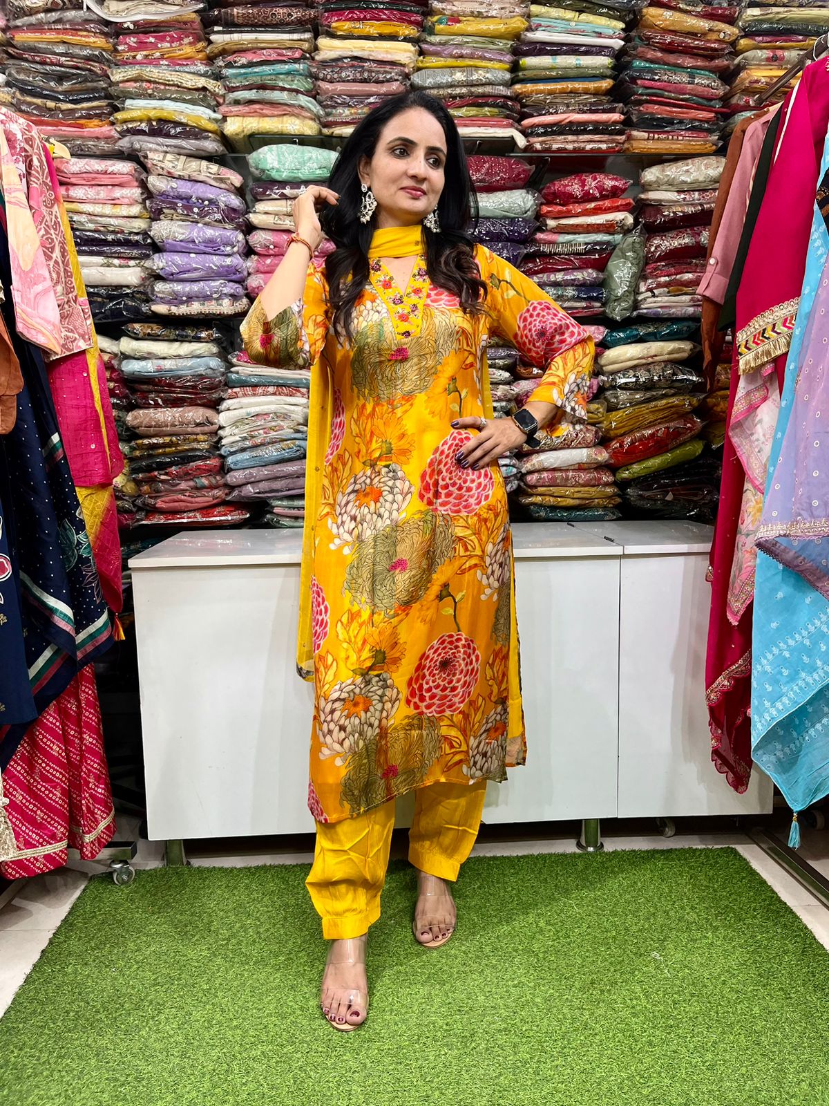 Pure Chinon Suit with Afgani Salwar