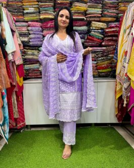 Pure Mal Cotton Embroidered Suit Set