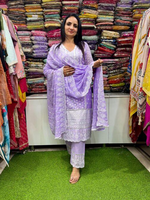 Pure Mal Cotton Embroidered Suit Set