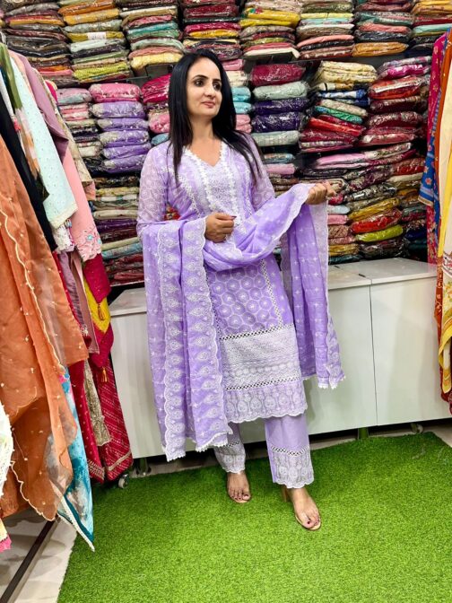 Pure Mal Cotton Embroidered Suit Set