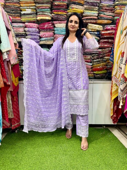 Pure Mal Cotton Embroidered Suit Set