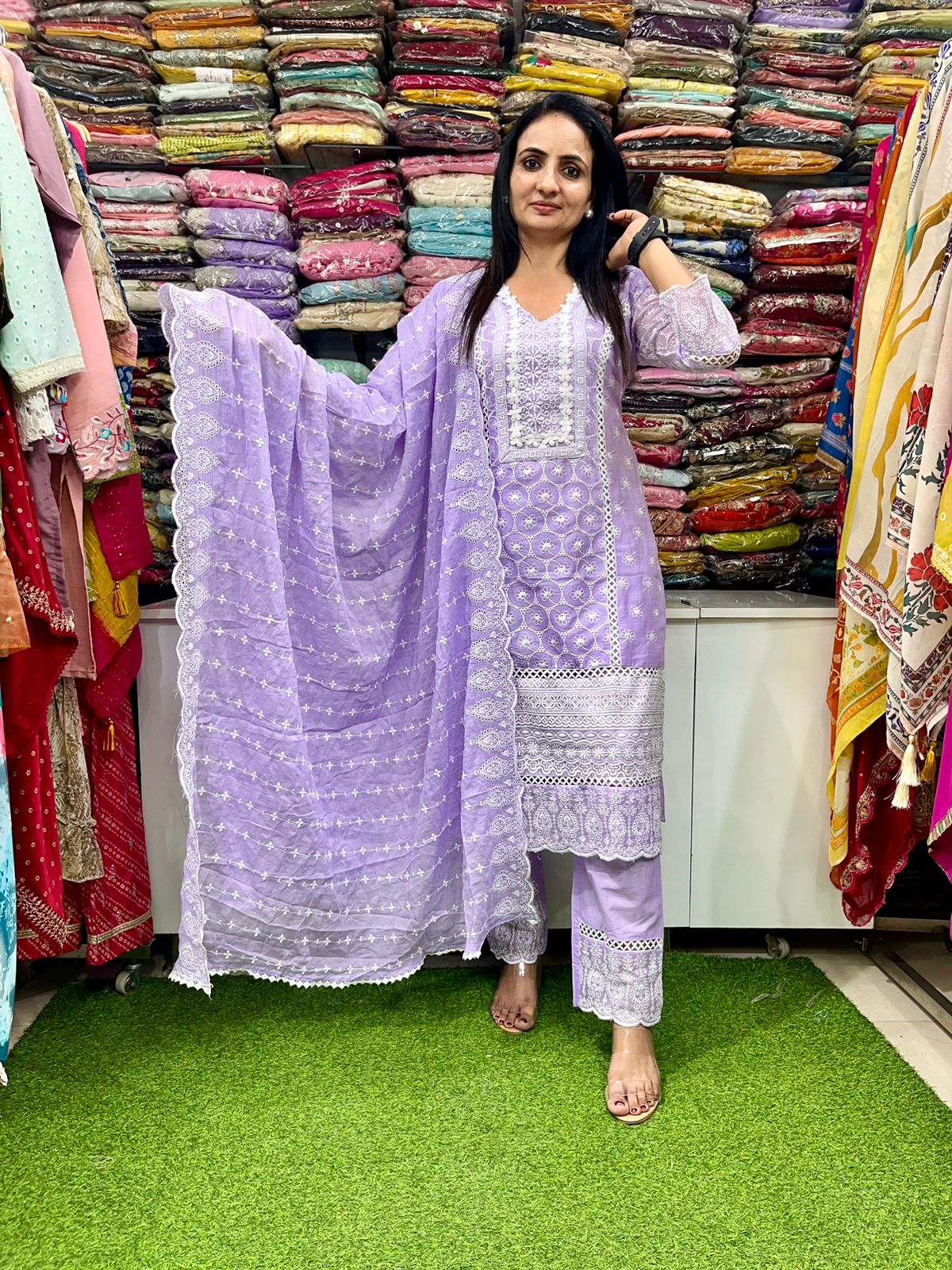 Pure Mal Cotton Embroidered Suit Set