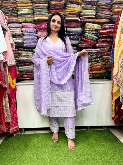 Pure Mal Cotton Embroidered Suit Set