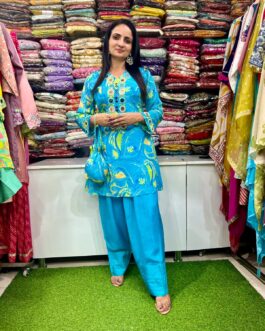 Designer Blue Coord Set with Farshi Salwar