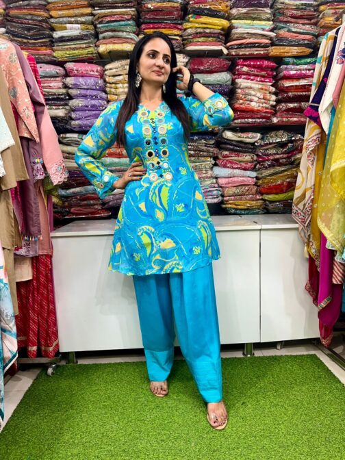 Designer Blue Coord Set with Farshi Salwar