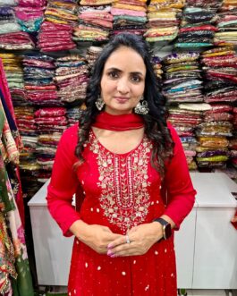 Designer Pure Chinon Embroidered Anarkali Set