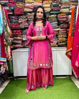 Designer Shimmer Organza Sharara Suit Set