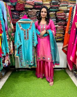 Designer Shimmer Organza Sharara Suit Set