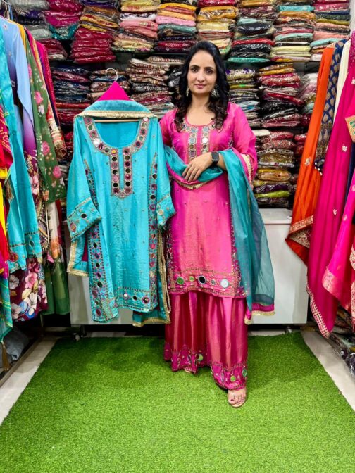 Designer Shimmer Organza Sharara Suit Set