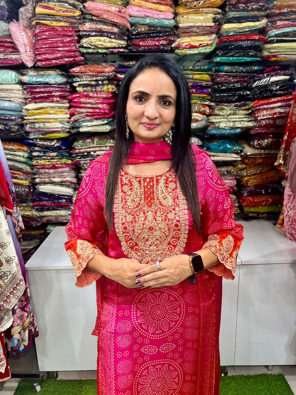 Bandhani Print Silk Suit Set - Image 2