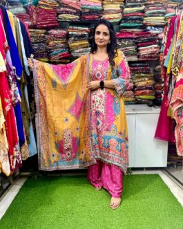 Crape Designer C Cut Suit Set