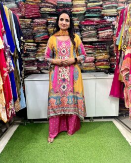 Crape Designer C Cut Suit Set