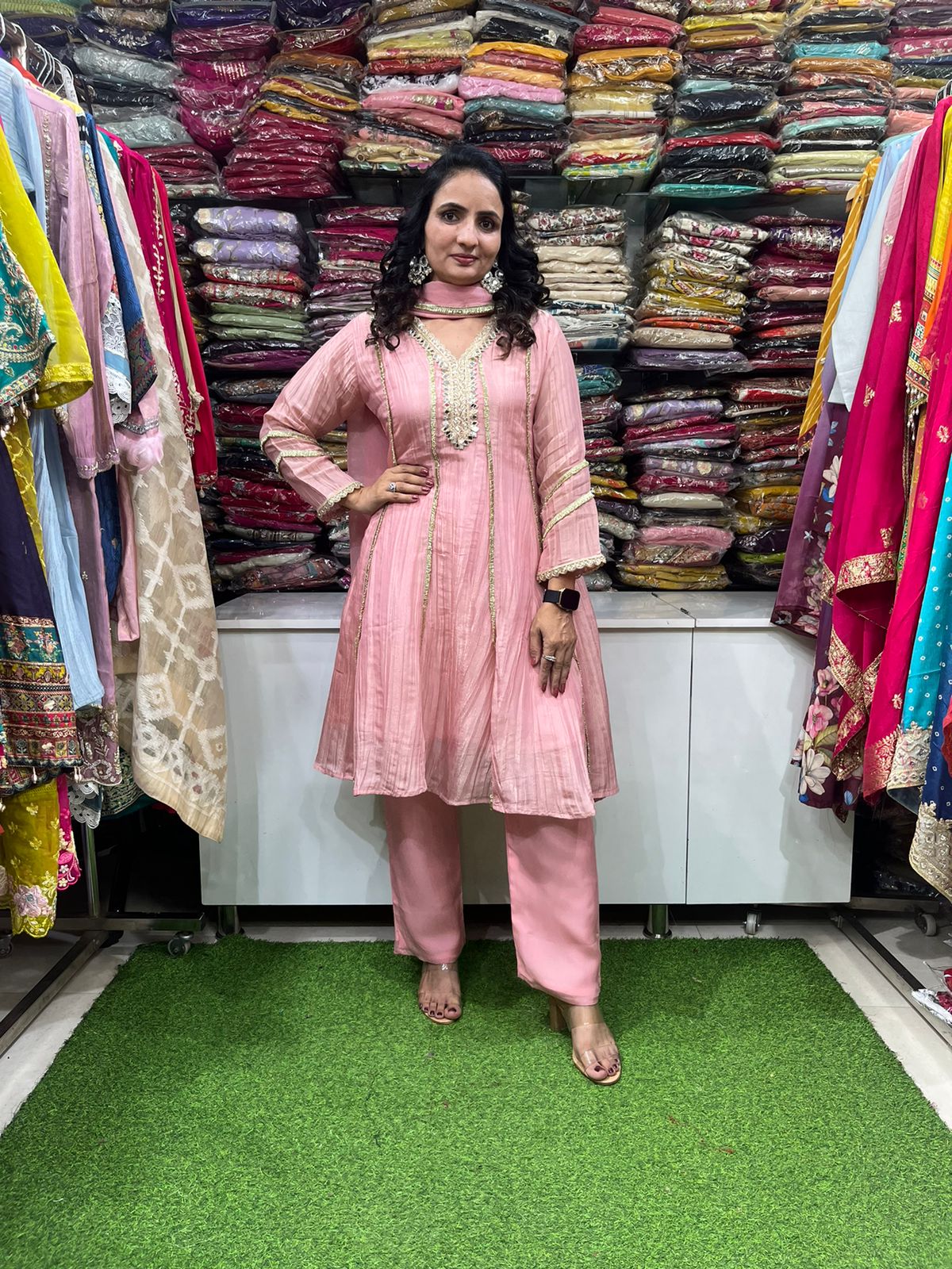 Crush Tissue Short Anarkali Suit Set - Image 4