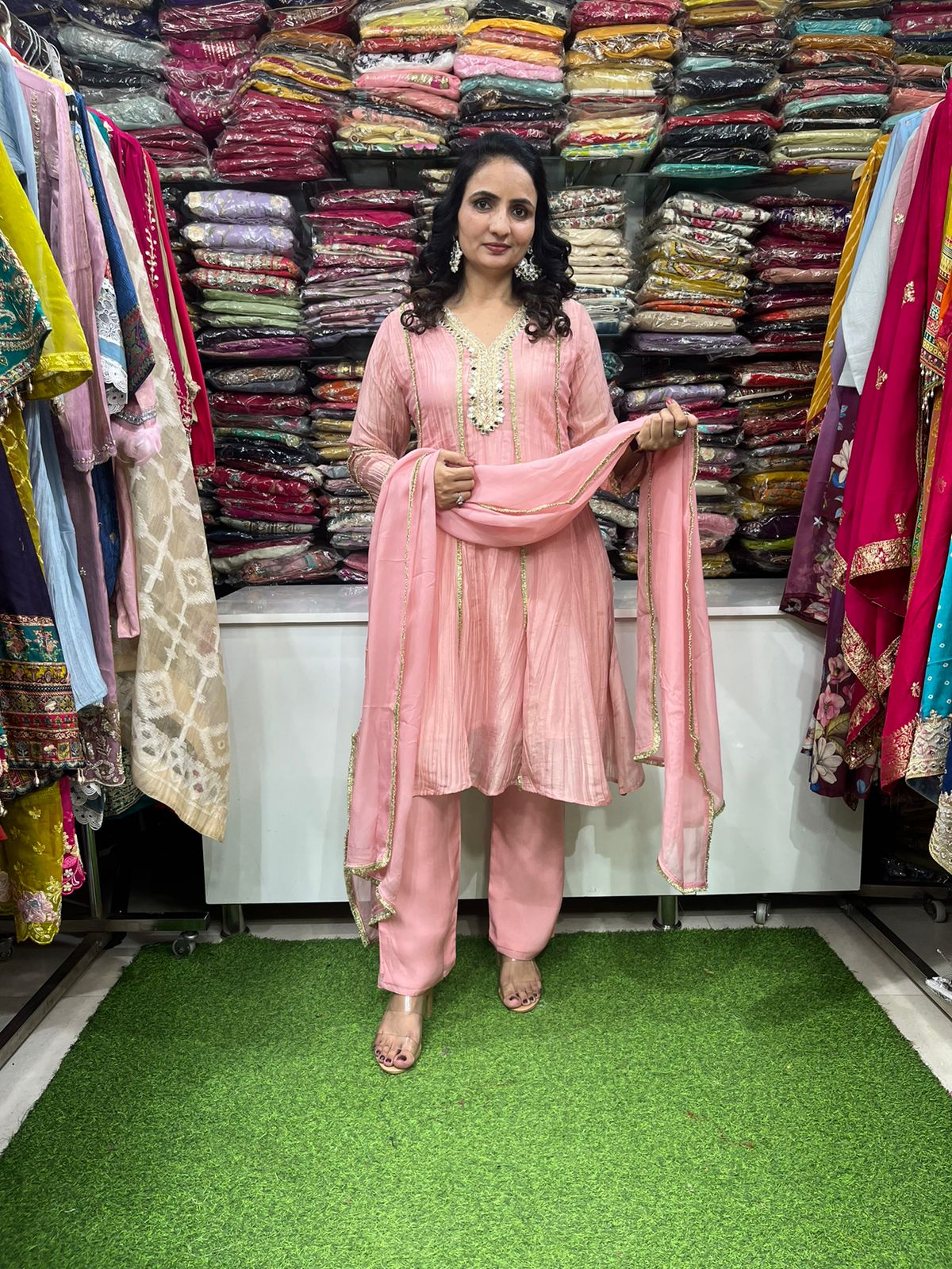 Crush Tissue Short Anarkali Suit Set - Image 3