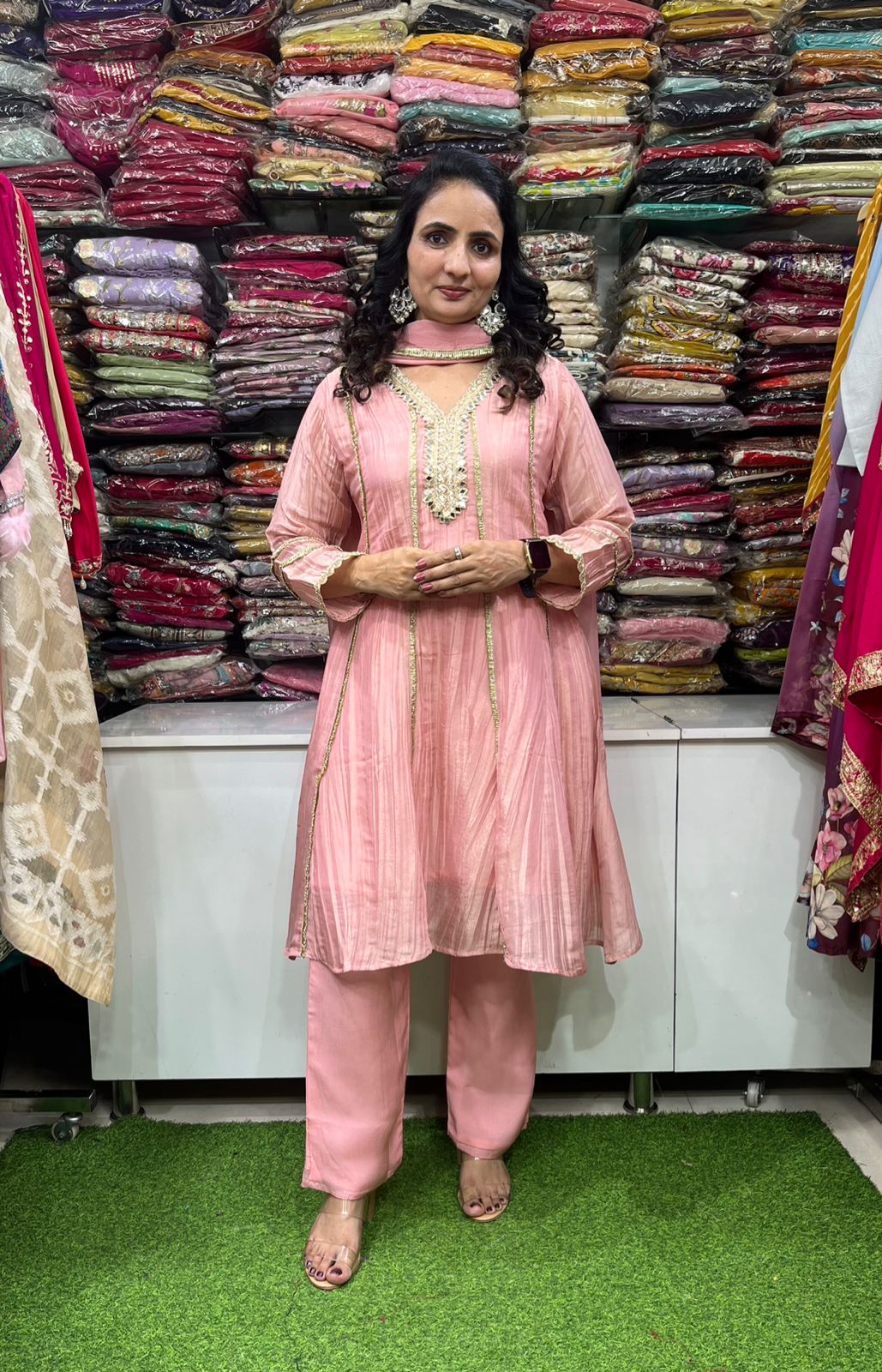 Crush Tissue Short Anarkali Suit Set