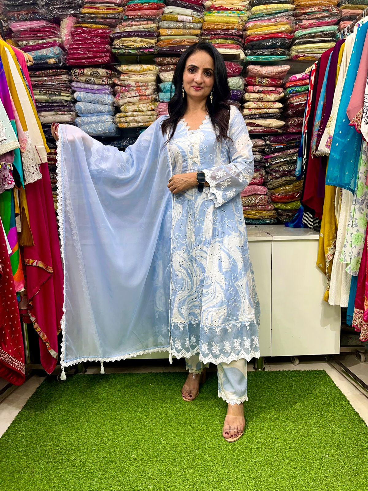 Designer Hakuba Cotton Anarkali Set