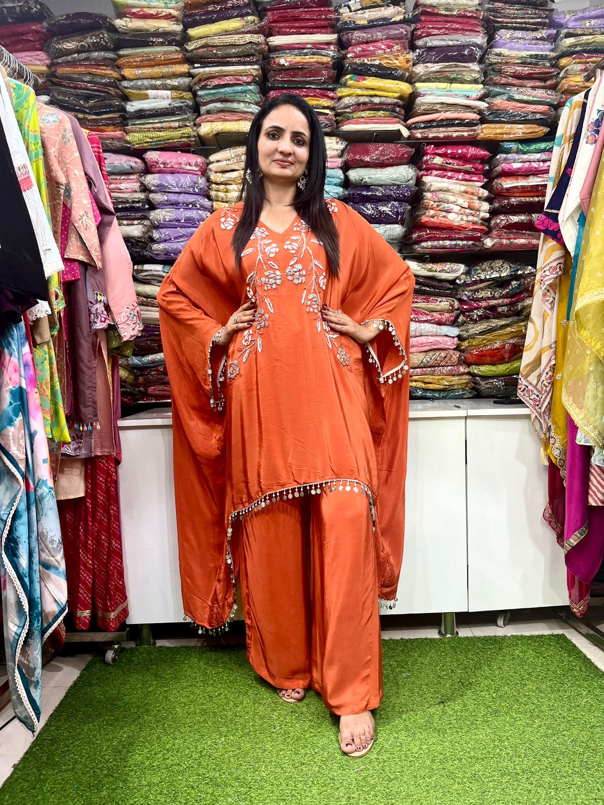 Designer Hand Embroidered Boho Style Coord Set - Image 4