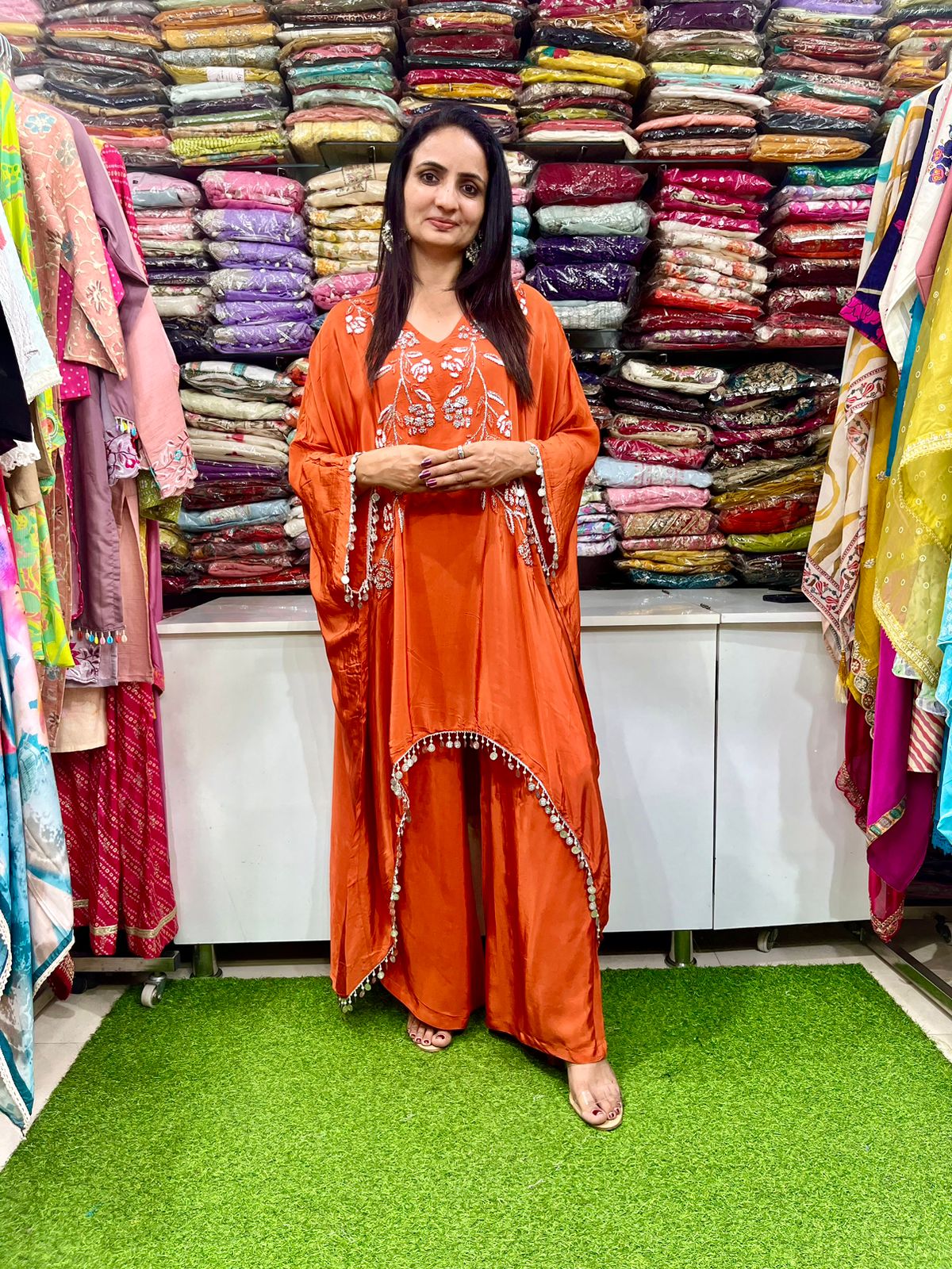 Designer Hand Embroidered Boho Style Coord Set