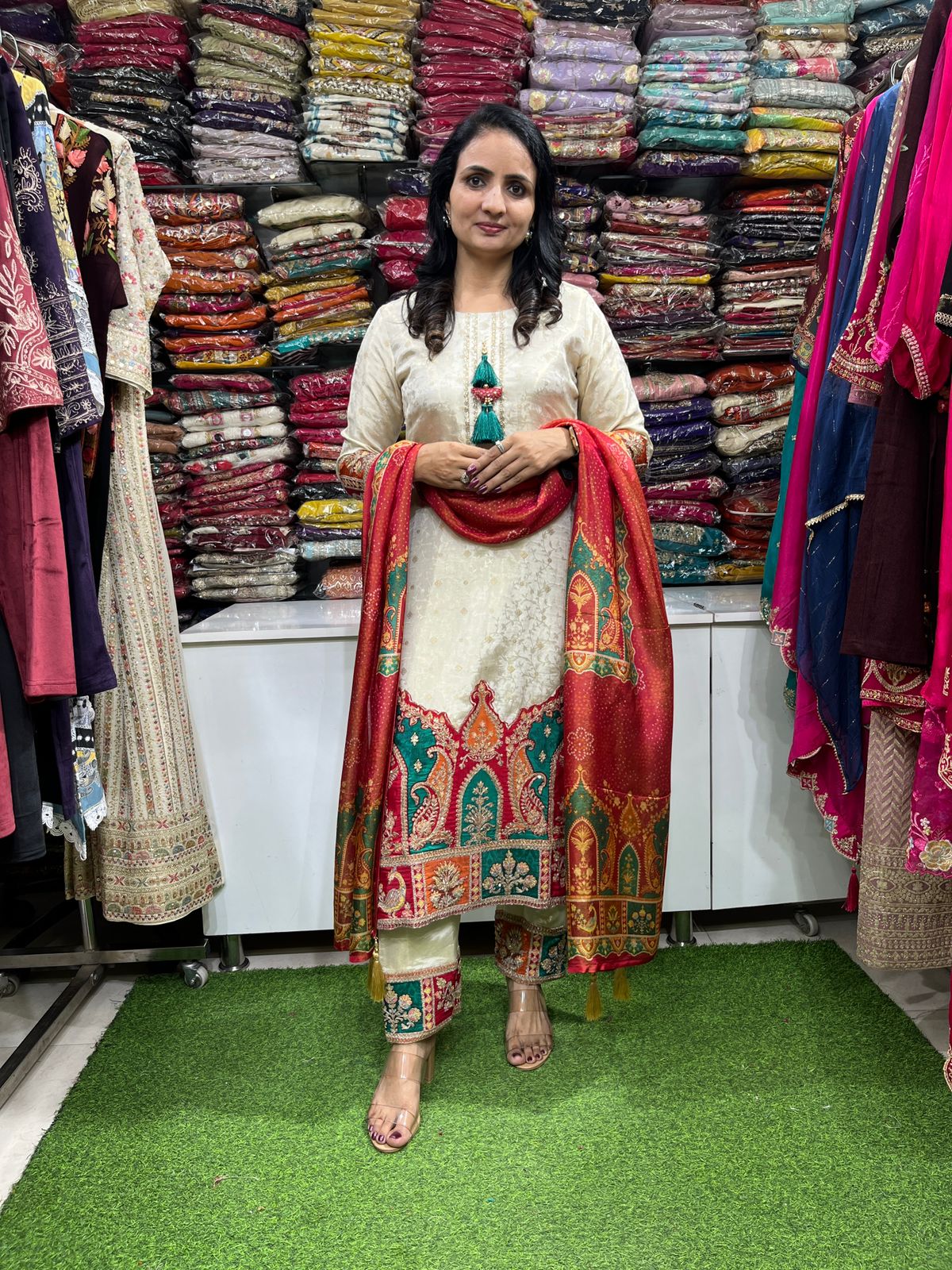 Designer Ivory Suit Set - Image 3