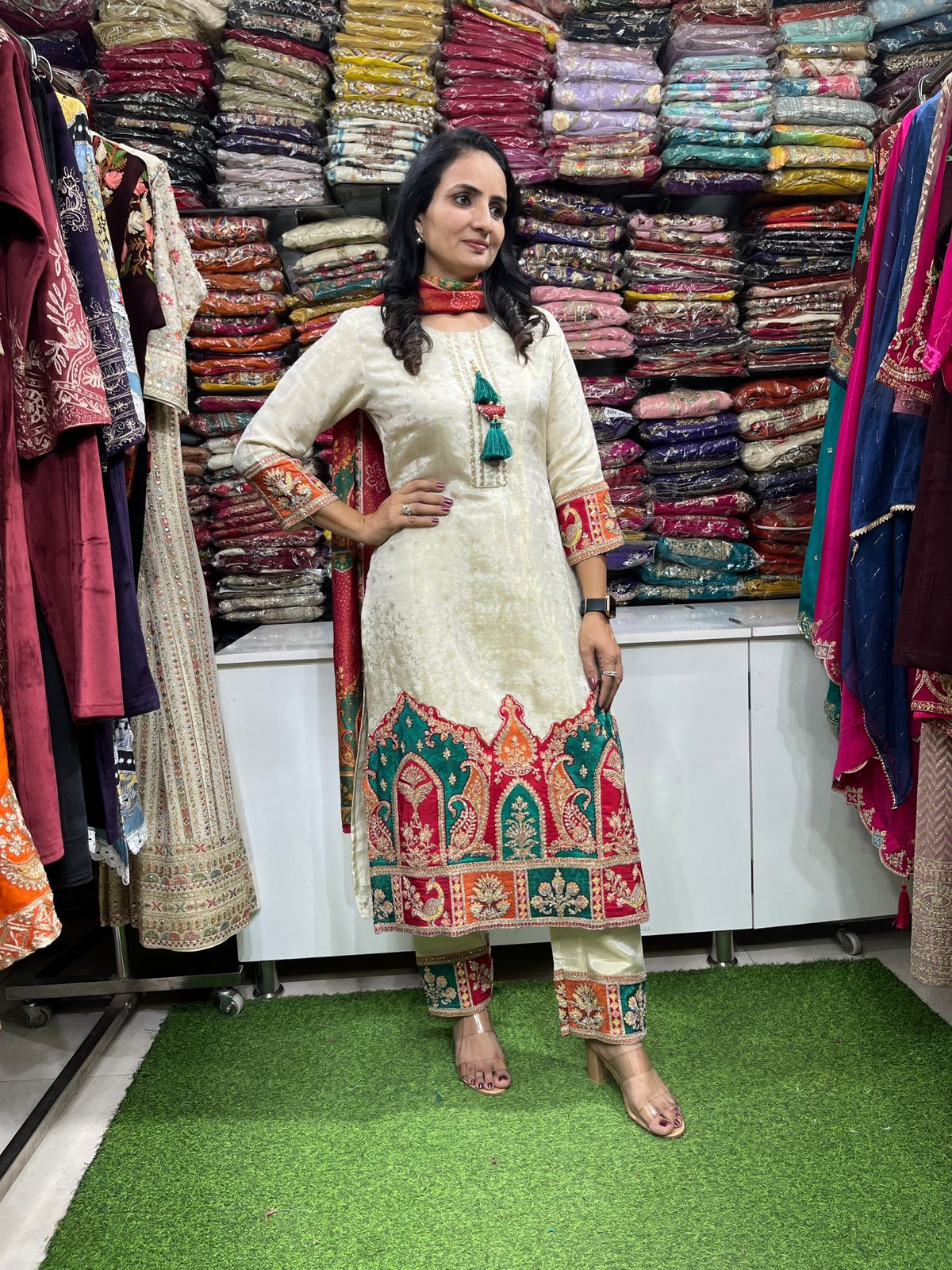 Designer Ivory Suit Set - Image 2